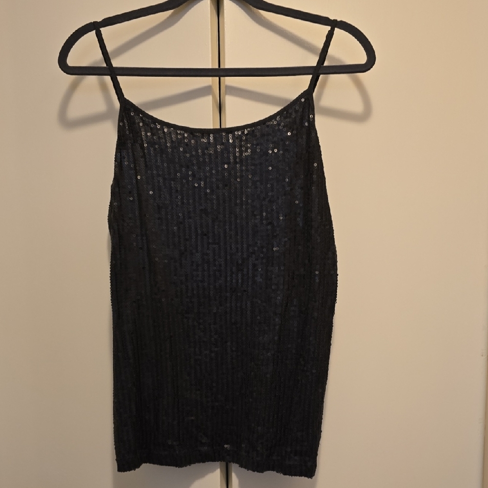 LOFT Charcoal Gray Sequin Camisole Top